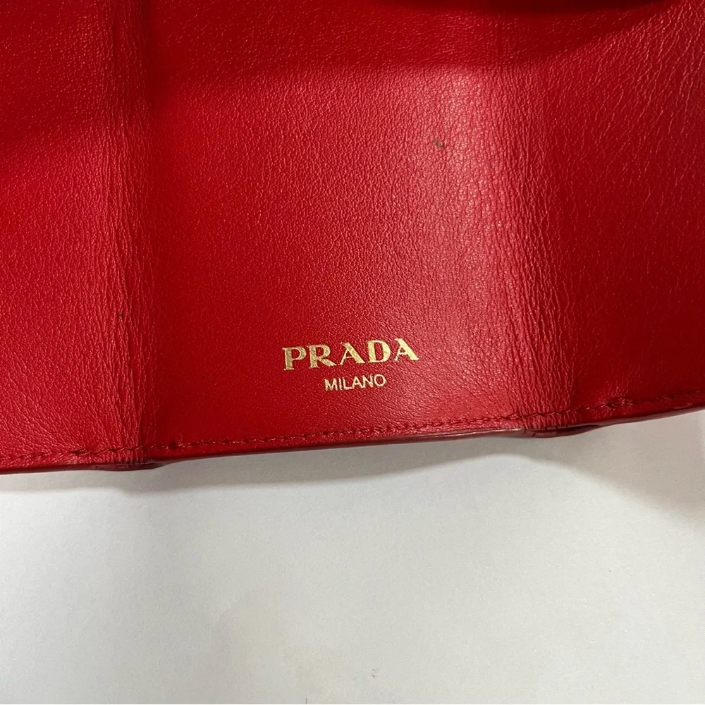 PRADA Compact Wallet Tri-fold Leather Vitello Move Mini
